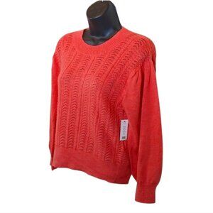 Joie Charlotte Crew Neck Cotton knit Sweater spiced coral pink
